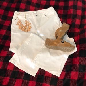 WHBM white boot cut jeans